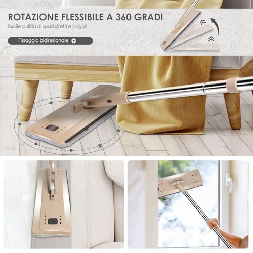 Myiosus Wischmopp Set mit Eimer, Bodenwischer, Wischmopp mit Einstellbar Edelstahlgriff und 6...