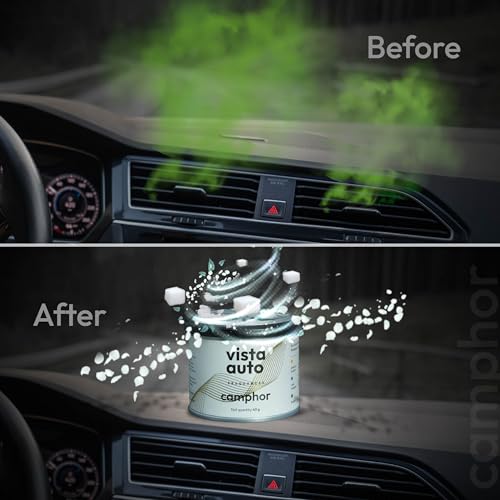 Image of Vista Auto Camphor Car Air Freshener 40g | Long Lasting Subtle Fragrance | Odor Remover & Neutralizer | Dashboard & Cup Holder Compatible