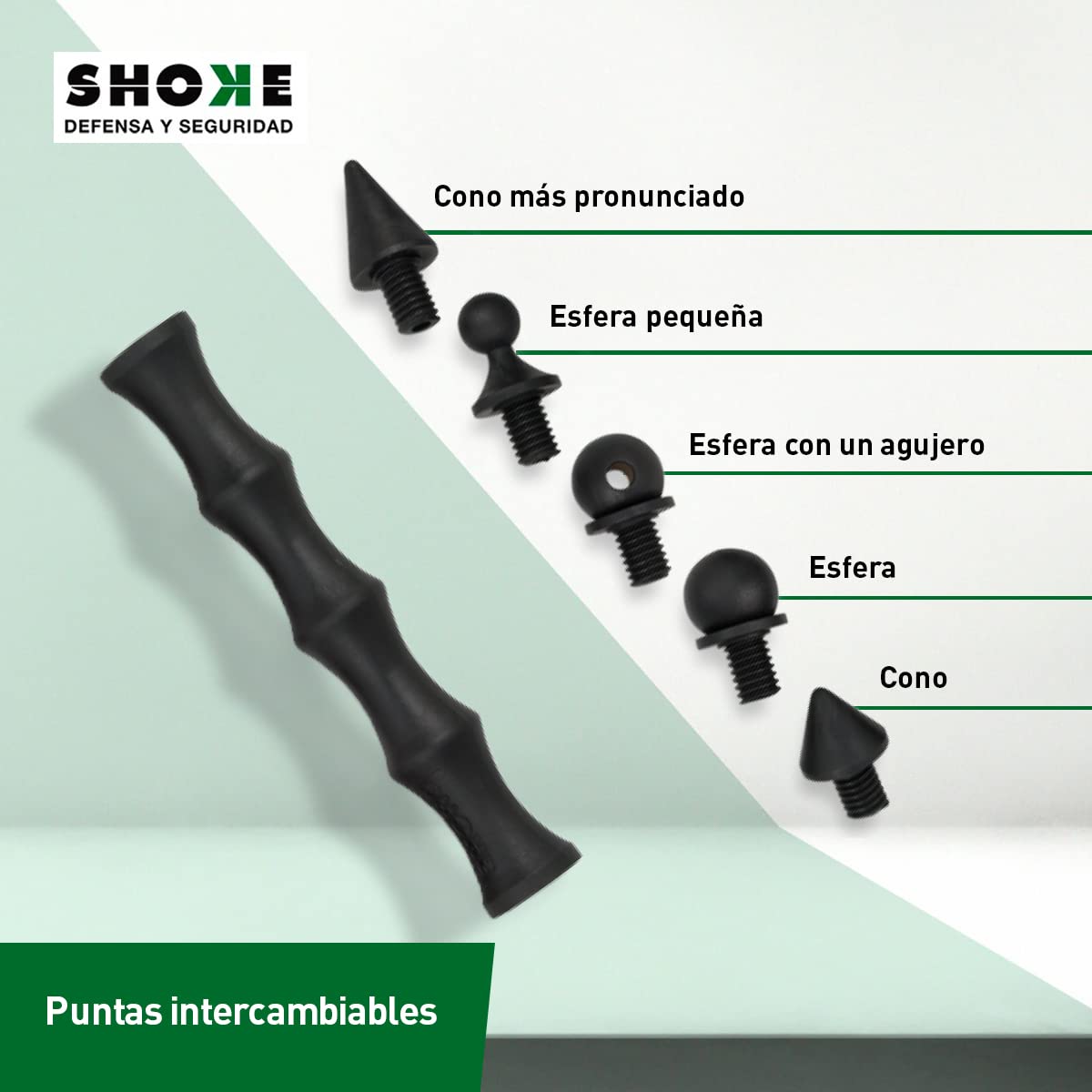 SHOKE Kubotán Defensa Personal PVC 5 Puntas Intercambiables Bolsa Agujereada