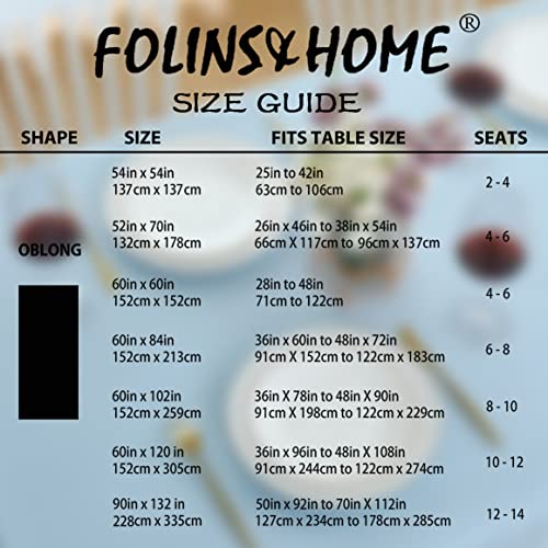 Image of FOLINS&HOME Baby Blue Rectangle Waterproof Tablecloth, 60 x 102 Inch