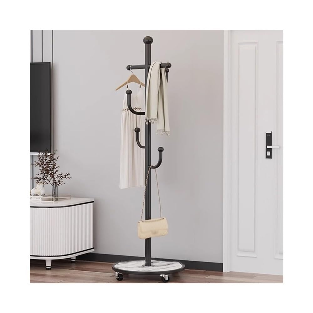 DFHS46JK Hat Rack Household Clothes Rack Coat Floor Bedroom Hanger Living Room Vertical for Office(Black)