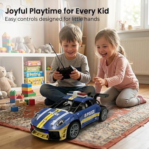 Image of WireScorts Rechargeable Metal Remote Control Car for Kids, High Speed RC Car for Kid, RC Car for Kids, Metal Die Cast Remote Control Car for Boys with Light, Pack of 1, Multicolor