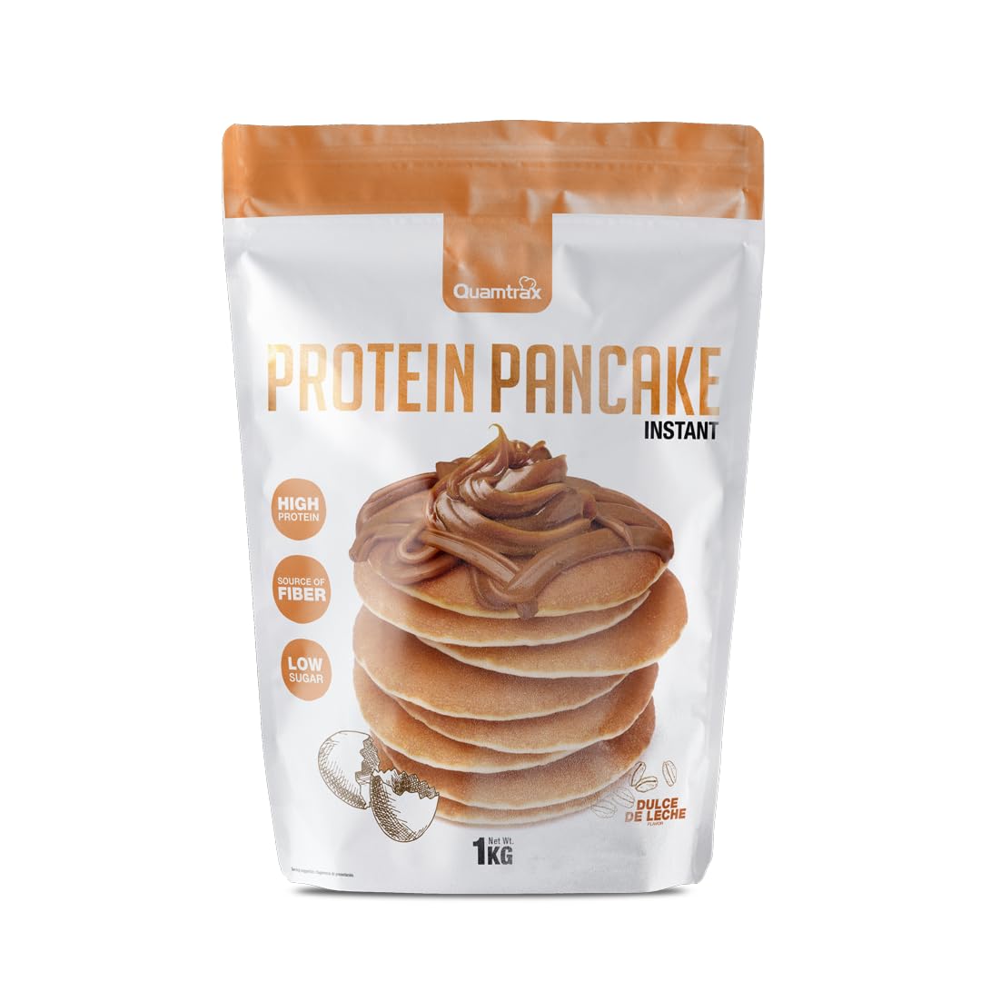 Quamtrax Nutrition - Protein Pancake (Mezcla para Tortitas Proteicas) - 1 kg - Alto contenido proteico, bajo en azúcares y sabor delicioso (Dulce de leche)