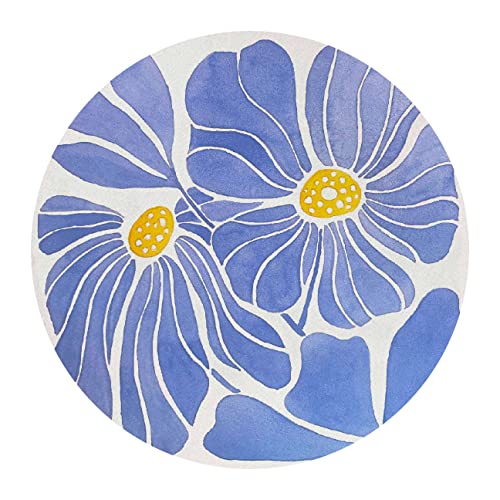 QUICQOD Retro 70er Jahre Groovy Hippie Hellblau Floral Frühling Sommer Cottagecore Mauspad 21,6 x 22,6 cm rutschfeste Gummiunterseite Mousepads für Home Office Wohnheim Schreibtisch Dekor,