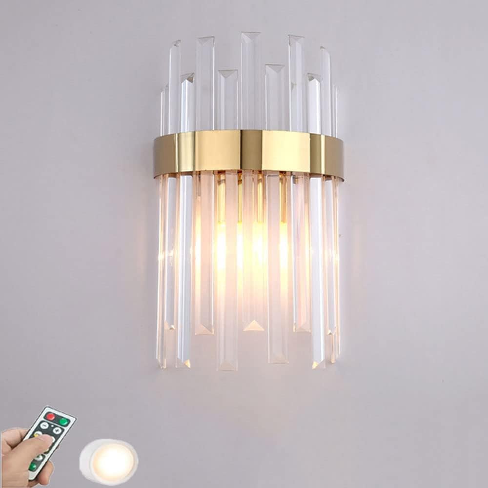 TCHAUSGZOZ Remote Control Wall Lamp - Adjustable Battery-Powered Indoor Lighting for Bedrooms and Living Rooms(Gold)