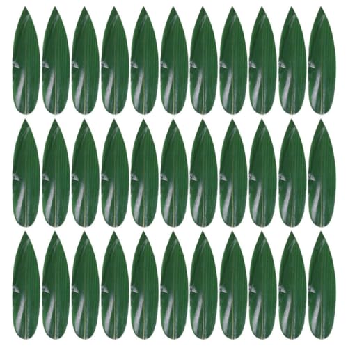 ABOOFAN Sushi Grass Divider 100pcs Sushi Bamboo Leaf Bento Box Food Divider Sushi Baran Sashimi Plate Decoration Leaves Mat Sushi Tray Boat Restaurant Supplies 18cm