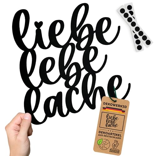 DKWRK3D Liebe Lebe Lache Schriftzug klebend - Kunststoff Wand Deko Schild - Wandtattoo Schlafzimmer Dekoration - Live Laugh Love Wanddeko für zu Hause - 3D Home Wandspruch - Wandschild