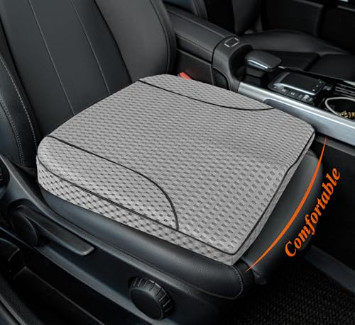Image of kingphenix Premium Car Seat Cushion, Memory Foam Driver Seat Cushion to Improve Driving View- Coccyx & Lower Back Pain Relief - Seat Cushion for Car, Truck, Office Chair (4D Mesh Gray)