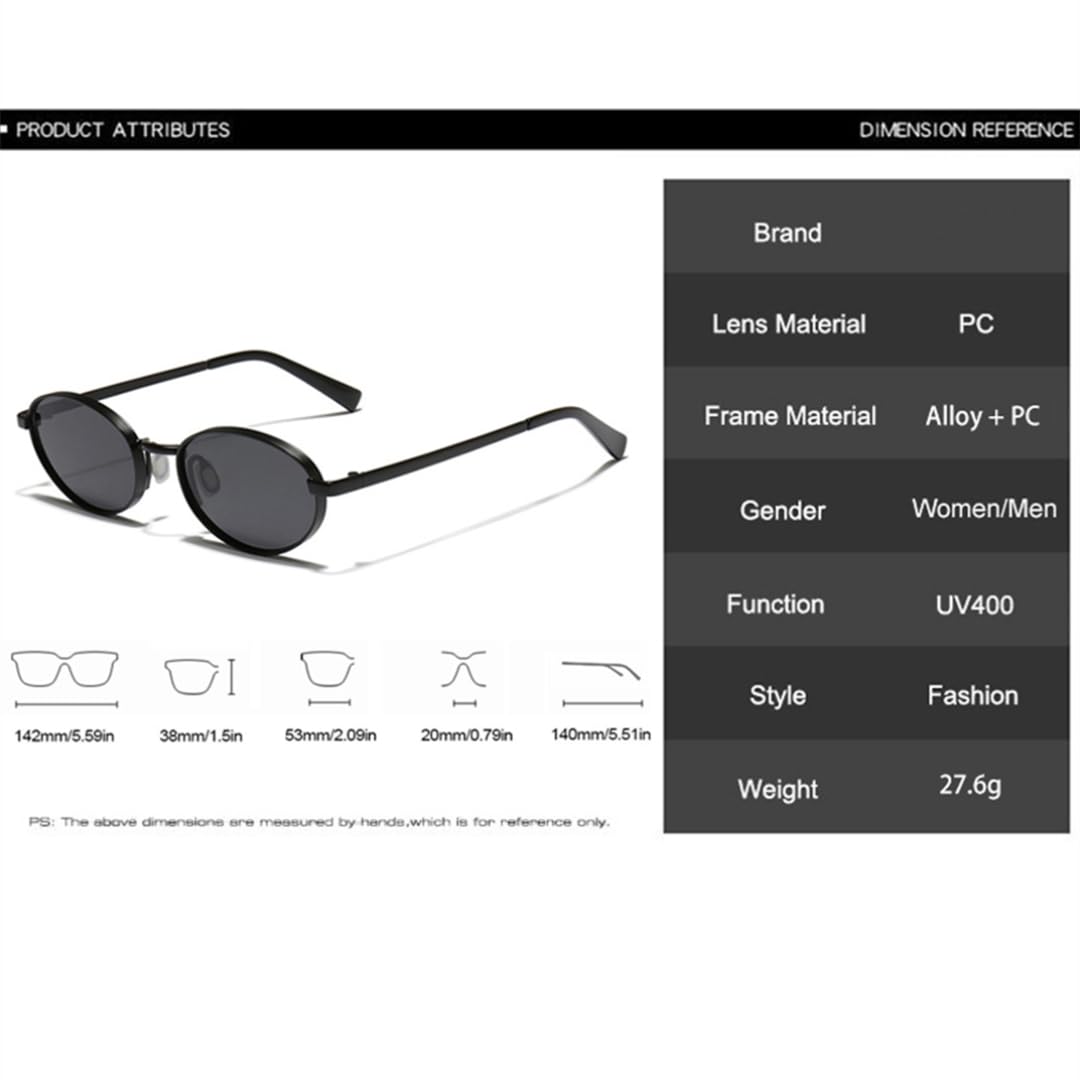 Ovale Sonnenbrille aus Metall, Damen, modische Bonbonfarben, UV400-Schutz, Retro-Punk-Stil, Herren-Sonnenbrille für draußen