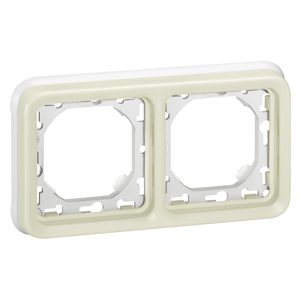 Legrand 069694 Support Plaque Étanche 2 Postes, Horizontaux Plexo Composable, Blanc