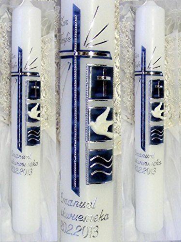 Taufkerze Kommunionkerze Junge Mädchen 400/40 mm VT-48 inkl....