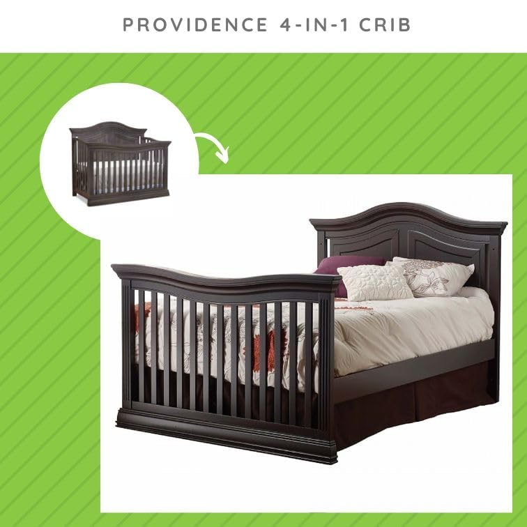 Image of Full-Size Conversion Kit Bed Rails for Sorelle Convertible Cribs - Solid Wood Rail - Toddler and Adult Bed Rail for Full-Size Beds - Essential Nursery & Baby Furniture (Model #215, Vintage Grey)