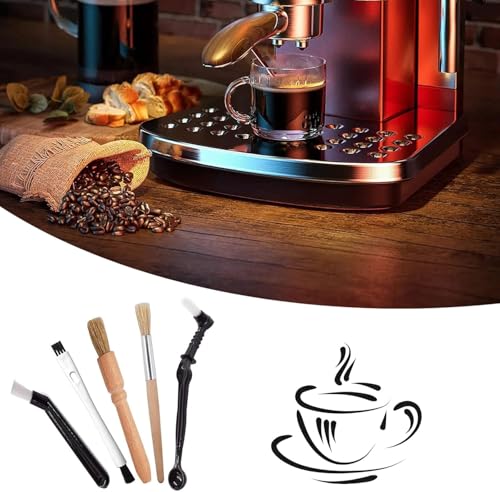 Image of THW Pack of 5 Coffee Brush, Coffee Grinder Cleaning Brush, Espresso Cleaning Brush, Coffee Tool Cleaning Brush, Used for Cleaning Coffee Machines in Kitchens and Cafes