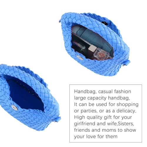 Image of Woven Crossbody Bag Small Tote Cute Purse for Women,Top Handle Handbag Pu Leather Shoulderbag with Detachable Strap