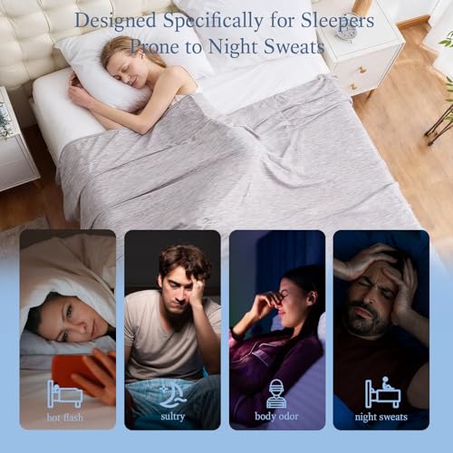 Image of Cooling Blanket Queen Size, 90 inchx90 inch Cooling Blankets for Hot Sleepers, Cold Blanket Thin Lightweight Breathable Soft for Couch Bed, Lightweight Blanket Keep Cool for Night Sweats