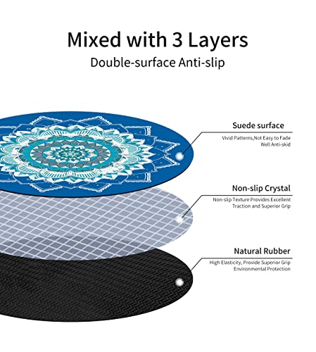 Keolorn Round Meditation Pilates Yoga Mat Suede With Natural Rubber Large Yoga Mat Non-Slip Base Thick Yoga Mat Suitable For Meditation, Stretching,Yoga Fitness Exercise, Home And Outdoor 140Cm Diameter #TOP3