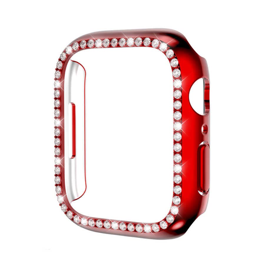 Zore Apple ile uyumlu Watch 44mm Watch Gard 05 Sert PC Koruyucu Kırmızı