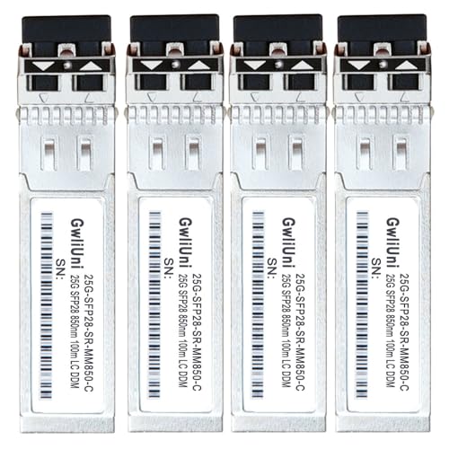 Image of 4Pcs 25G SFP28 Multi-Mode SFP+ Fiber Module Network Transceiver, SR MM850nm 100m, Duplex LC for Data Center Switch, Router, Firewall, Server etc.,