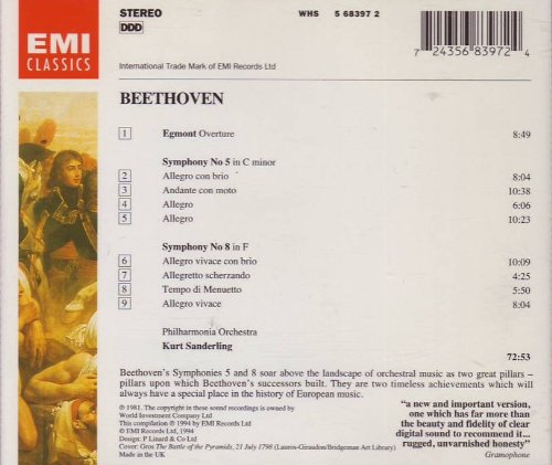 Beethoven Symphonys 5 & 8 and Egmont.