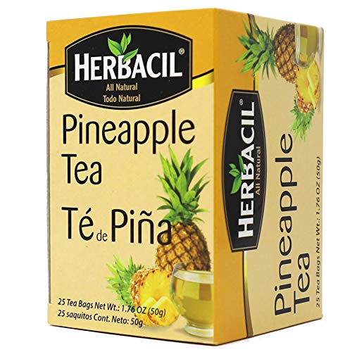 Image of Herbacil Pineapple Tea, Herbal Tea with Dehydrated Pineapple Fruit, Caffeine - Free, 10-Pack of 25 bags per box (50 Tea Bags)