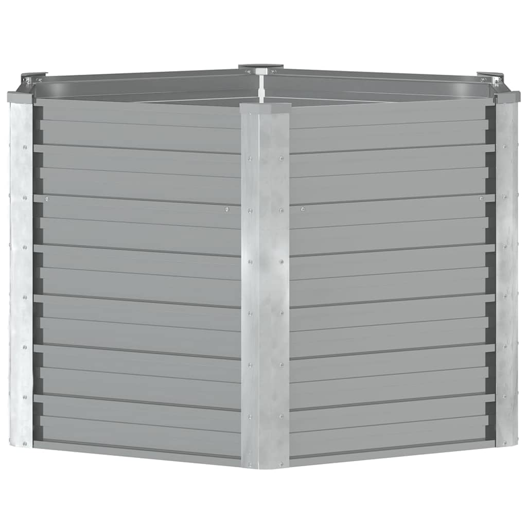 Macetero para jardín, bancal alto, acero galvanizado, 129 x 129 x 77 cm, color gris, bancal alto para verduras, flores, jardinera para jardín, balcón, terraza