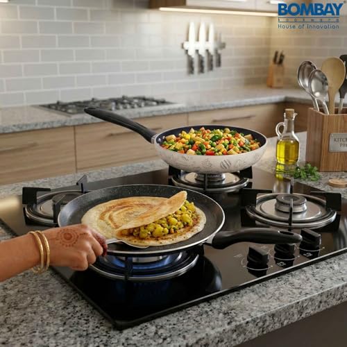Image of Kala Kruti Non Stick Cookware Set of 2 | Fry Pan 24 Cm & Dosa Tawa 27.5 Cm | Durable Kitchen Cookware with Easy Grip Handles | 1 Piece Set