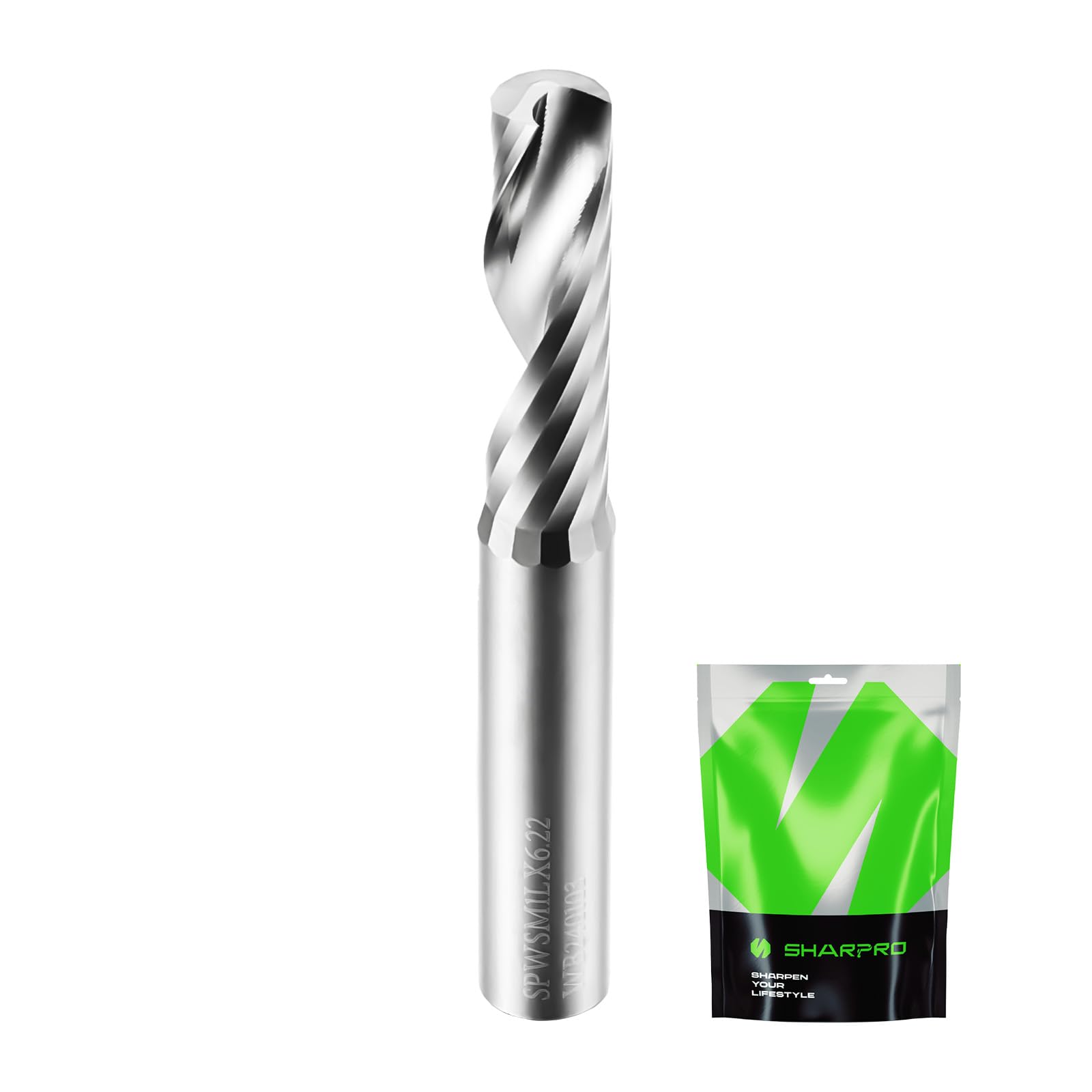 SHARPRO O Flute Upcut Spiral Router Bit 1/4 Inch Shank 1/4 Inch Cutting Dia. Carbide Single Flute CNC Router Bit, Ideal for Aluminum, Plastic, Acrylic