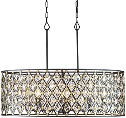 Windsor 8 Light Crystal Oval Linear Pendant - Carbon/Havana Gold