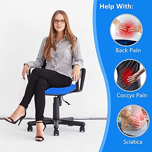 Image of Honeycomb Gel Seat Cushion - Breathable Honeycomb Design, Thick & Elastic Gel, Non-Slip Cloth Cover - Portable Home, Office, Wheelchair, & Car Seat Support - Helps Provide Relief for Back Pain