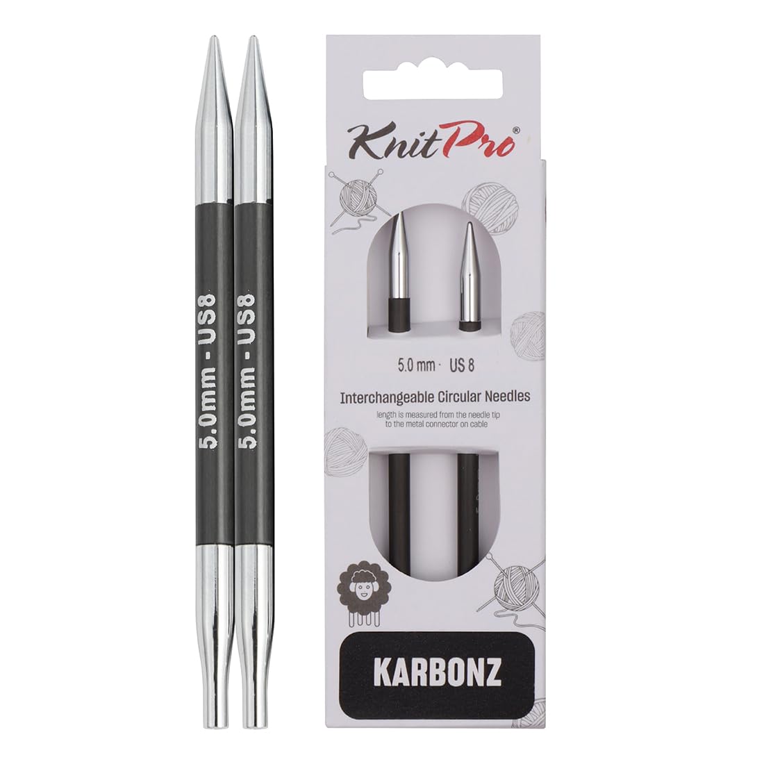 KnitPro Karbonz Interchangeable Circular Needles 4" (10cm) | 5.00 mm