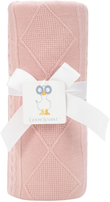 GooseWaddle Cotton Knit Blanket - Oatmeal, 30'' x 30'' - Luxury Baby Blanket for Infant, Kid, Toddler - Unisex, Soft, Machine Washable, All Seasons