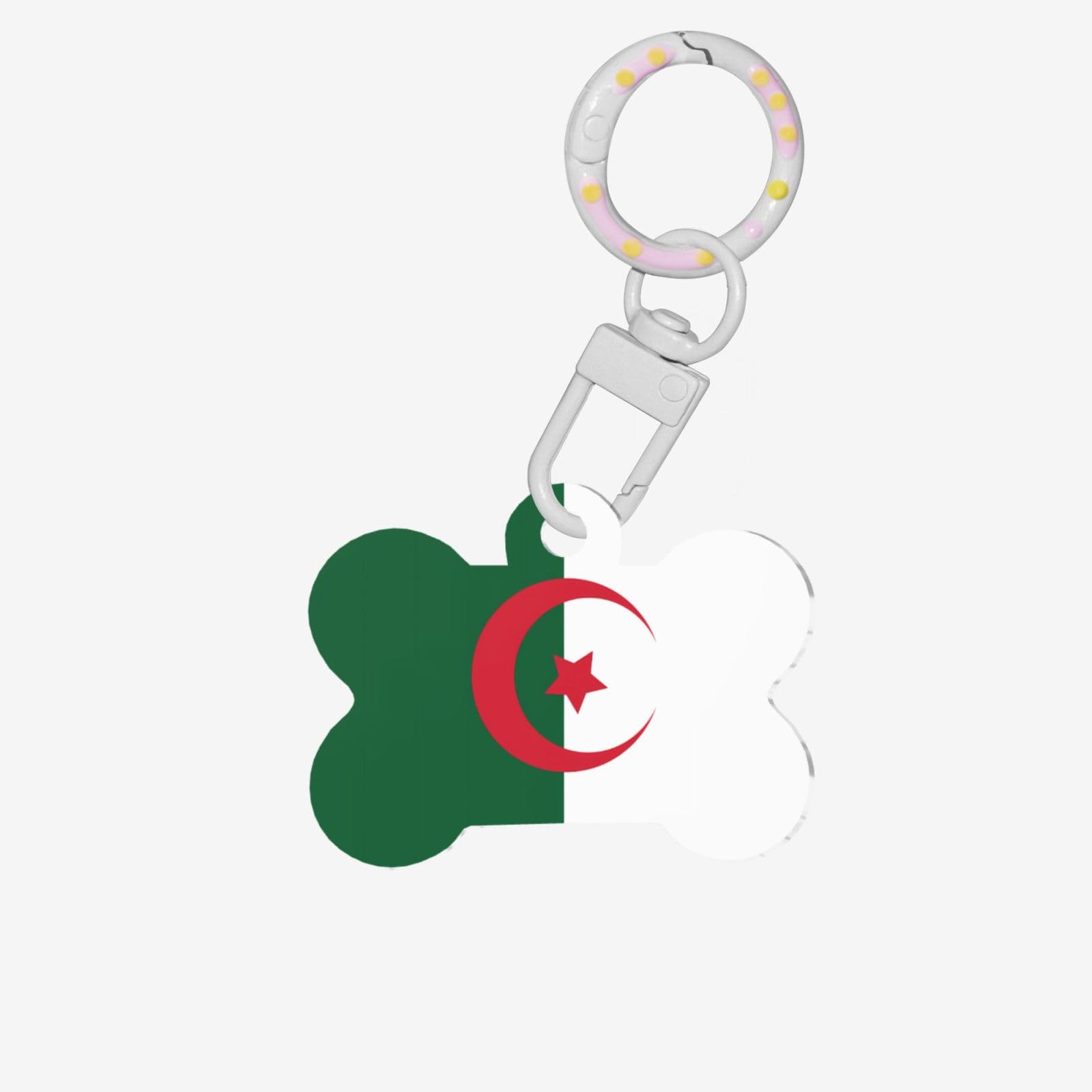 Médaille d'identification pour animal de compagnie avec drapeau de l'Algérie – Médaille d'identification en acrylique en forme d'os pour chien et chat de taille moyenne