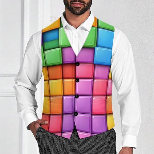 Colorful Brick Suit Vest for Men Waistcoat Dressy V Neck Button Down Sleeveless Business Jacket Coat4