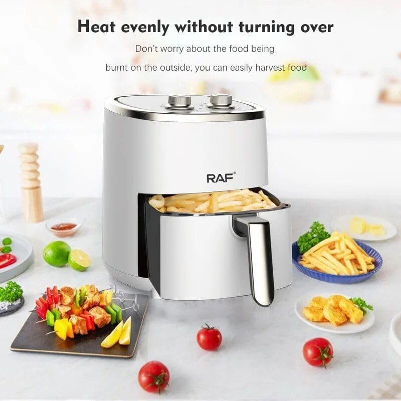 high-capacity 4.8l air fryer - stainless steel, 1200w, healthy cooking with no oily smoke