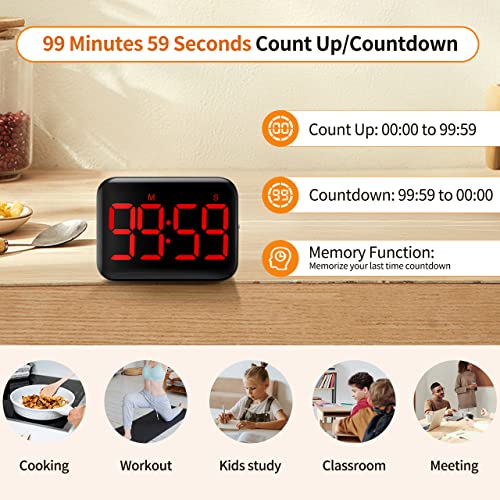 Digital Kitchen Timer, Magnetic Large Display for Cooking & Classroom - Image 3