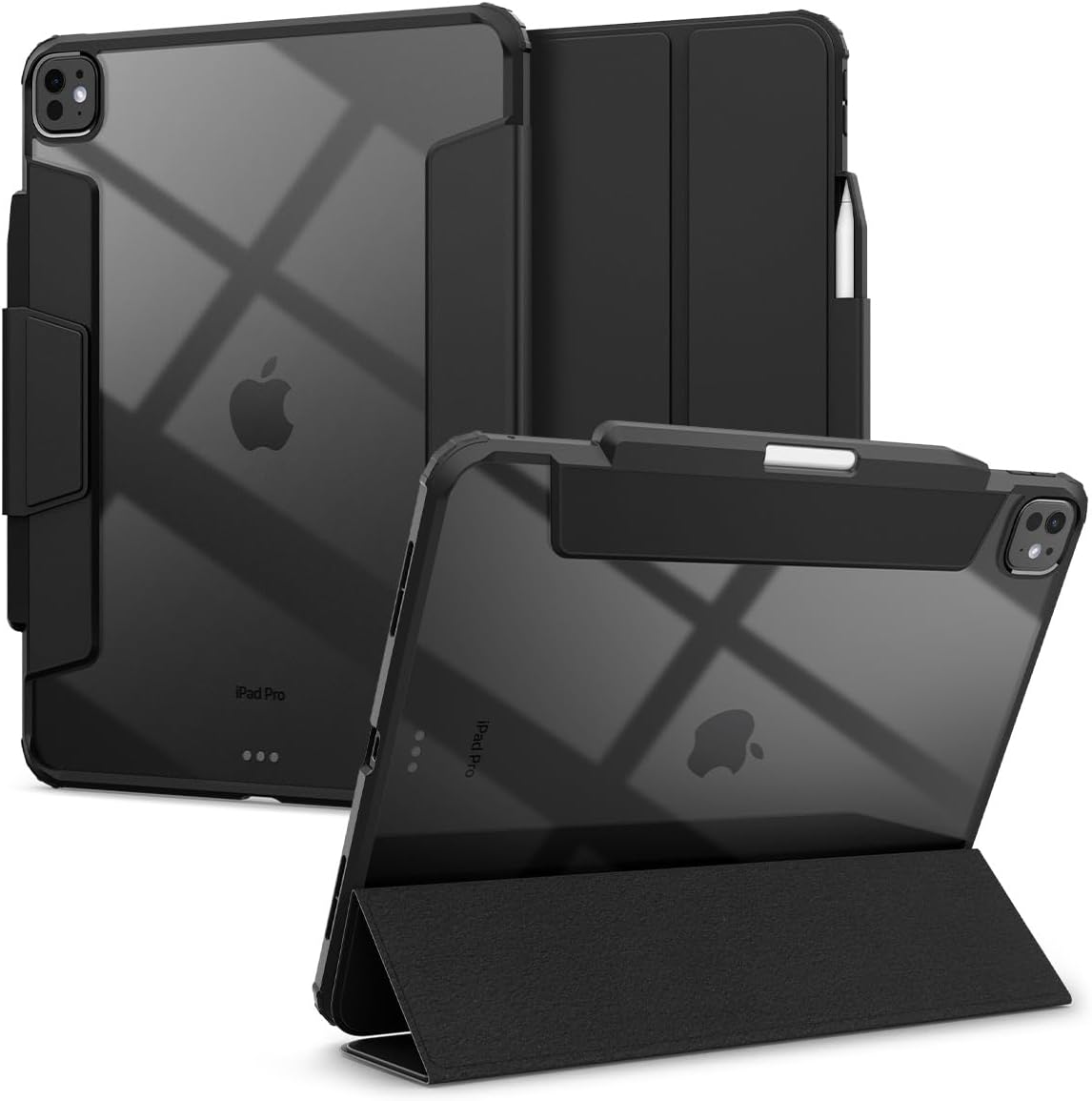Spigen for iPad Pro 13 inch Case M5/M4 (2025-2024), Ultra Hybrid Pro with Clear Transparent Back and Pencil Holder, Black