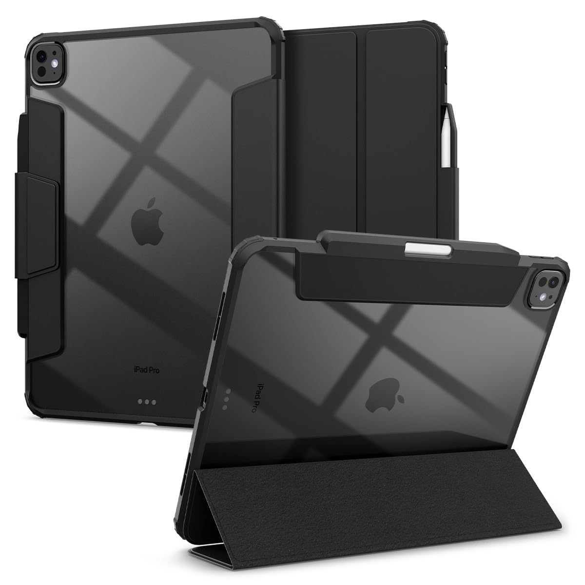 Spigen for iPad Pro 13 inch Case M5/M4 (2025-2024), Ultra Hybrid Pro with Clear Transparent Back and Pencil Holder, Black