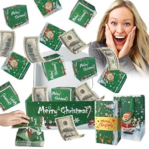 Caja de regalo sorpresa explosión para dinero, caja de regalo única plegable de sobre rojo con confeti, caja de regalo de explosión en efectivo de Feliz Navidad, caja de sobres de regalo para