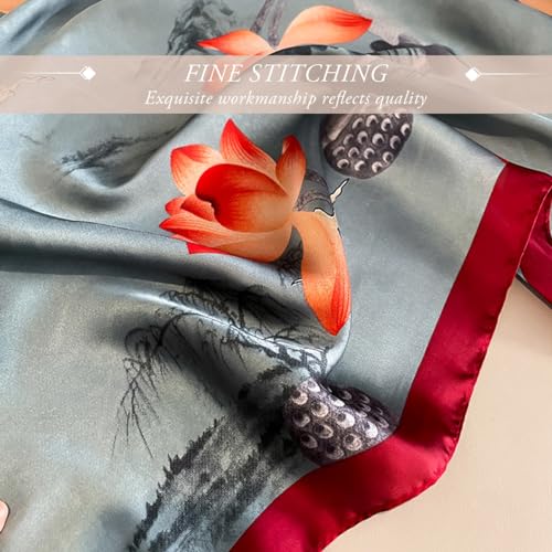 Women's Silk Scarf Chinese Style Print Long Large Scarf Lightweight Warm Shawl Stole Sunscreen Headscarf Beach Wrap4