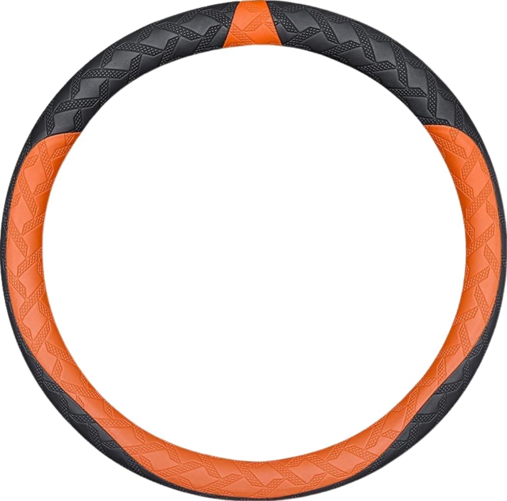 RYE for Kia Steering Wheel Cover, Leather Car Steering Wheel Cover Heavy-Duty Durable Breathable, for K5 Telluride Soul Forte Optima Sportage Accessories - Black & Grey