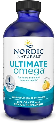 Nordic Naturals Ultimate Omega Liquid sabor a limón 8 onzas 2840 mg de Omega-3 suplemento de aceite de pescado Omega-3 de alta potencia con EPA y