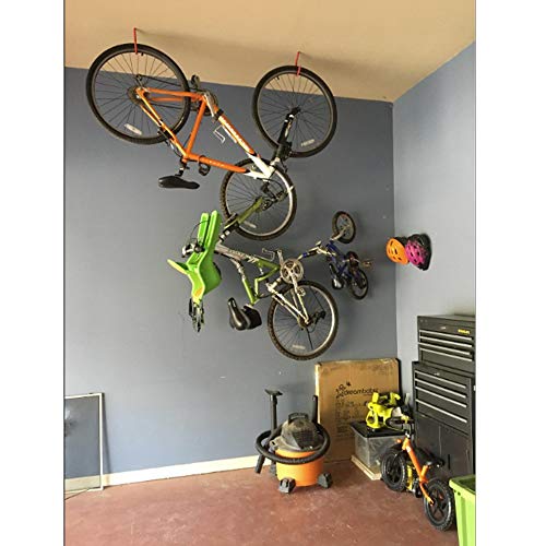 AIYoo-Bike-Hooks-Heavy-Duty-Bicycle-Storage-Hooks-Set-of-6Screw-in-Utility-Storage-Hangers-Shed-Garage-Garden-Hook-Plastic-Coated-for-Wall-MountCeiling-Red