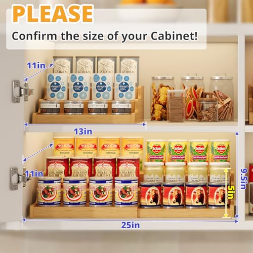 Expandable Bamboo Can Display Organizer for Pantry, 3-Tier Can Storage by Lyuwanxian - Used condition - Image 3