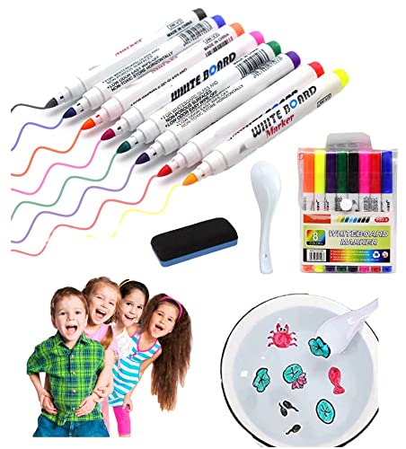 Magical Water Painting Pen 8/16/24Pcs Easy-to-Wipe Dry Erase Whiteboard Pens Non-Soluble Floating Interesting Toys for Children Drawing (8Pcs/Set)