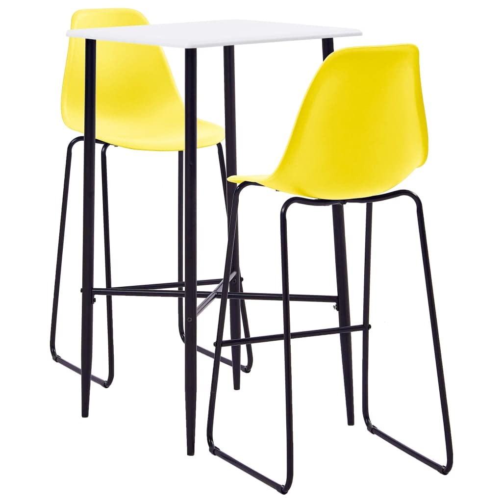 HINSD 3 Piece Bar Set Plastic Yellow-Bar table:-Colour: White