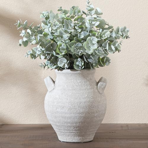 Enra White Ceramic Vase 7.36 Inch,Pottery Decorative Vase for Hom...