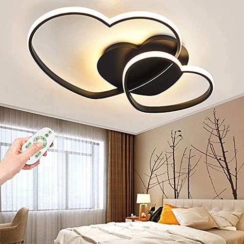COOYO Ceiling Light LED Love Heart Design Ceiling Lamp Acrylic Lampshade Decoration Pendant Lights Dimmable with Remote Control Children's Room Lamp Bedroom Chandelier 50Cm [Energy Class A ++],Black