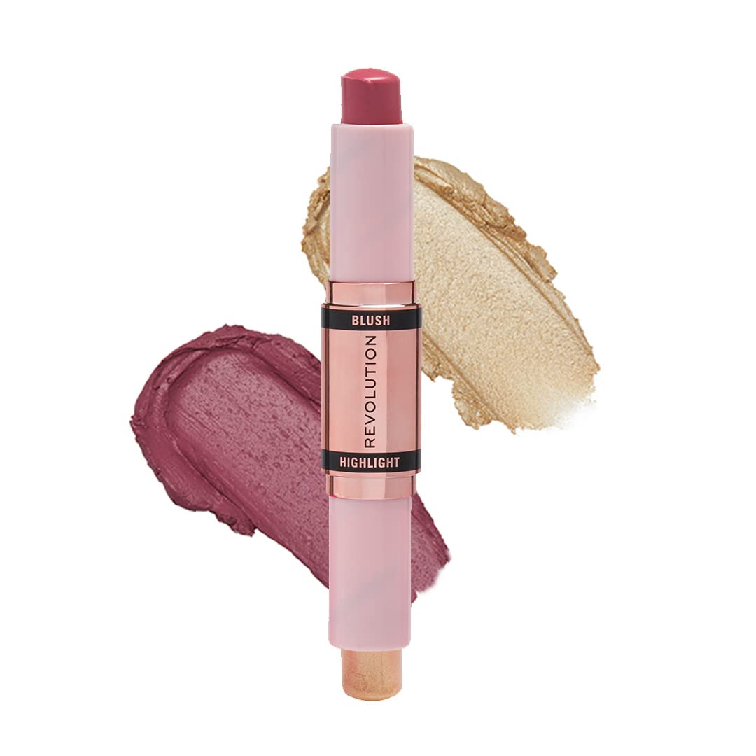 Revolution Beauty London, Blush and Highlight Stick, Mauve Glow, Face Blusher and Highlighter, 4.3g