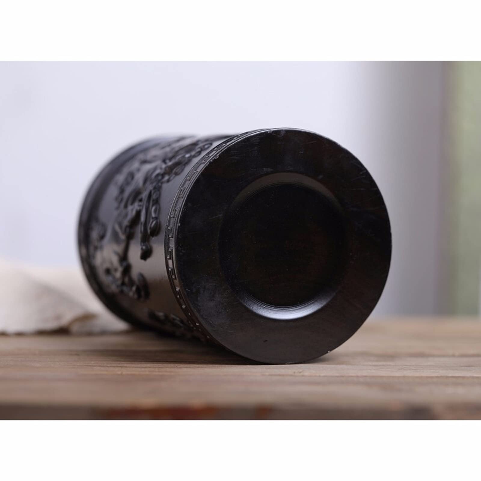 Bote para Pinceles Ebony Pen Container Creativamente Tallado Pot Pot Office Desktop Pen Cup Multifunction Desk Holder, para la Escuela de Oficina en casa contenedor para bolígrafos(A)