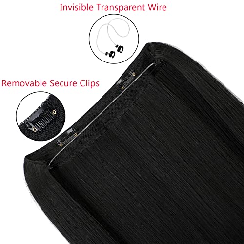 Xbwig Hair Extensions Straight Invisible Wire Extension Adjustable Fish Line Clip In Hairpiece 24 Inch For Women Heat-Resistant Synthetic Fiber #TOP2